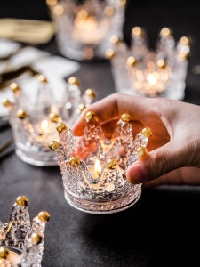 JUSU | Creative Mini Glass Crown Candle Holder & Engraved Ring Dish