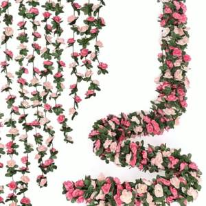 2.5m Rose Flower Vine Faux Garland Plant Artificial Flower Hanging Rose Ivy Home Hotel Wedding Party