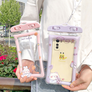 Universal floating airbag waterproof mobile phone bag | sealed waterproof mobile phone case dry protection waterproof bag swimming diving cute cartoon style⚡PH deliveryIn stock⚡