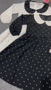 Jimmedy.id - Dress Anak Perempuan Polkadot Lengan Panjang Bahan Woolpeach Untuk Anak Usia 3-9 Tahun