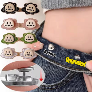 เข็มกลัดติดกางเกงยีนส์ลายการ์ตูนรูปสิงโตเข็มขัดเอว4คู่ปรับได้ไม่มีการเย็บกระดุมเหล็กถอดได้อุปกรณ์เสริมสำหรับรัดเอว