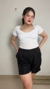 Quần Short Nữ Ly Phồng Giả Váy Chun Sau lưng Vải Tuyết Mưa Có bigsize 90KG