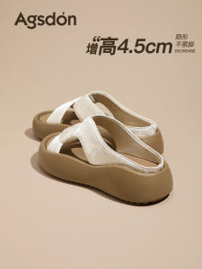 Womens Summer Thick Bottom Sandals Slip-On Casual Style Beach Shoes Outdoor Wearable Flat Heels TPR Sole PU Lined Sandals