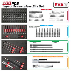 Geinxurn 100PCS Basic Screwdriver Bit Tool Kit (Red) with Fixedge Driver Bit & Impact Driver Bit 3"/6" Bit Holder for DIY