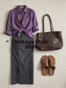 V.C.I | High-class Purple Tencel-Linen Blended Shirt