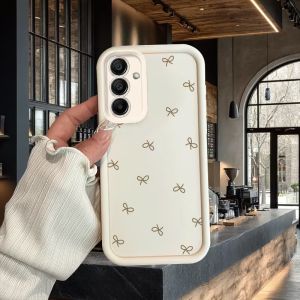 Minimalist Bow Print Phone Case For Samsung Galaxy A73 A72 A71 A56 A55 A54 A53 A52 A51 A50 A35 Matte Shockproof Anti Slip Cover