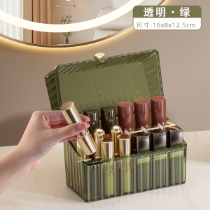 กล่องเก็บเครื่องสำอางแบบใส กล่องเก็บลิปสติก จัดระเบียบพื้นโต๊ะ เก็บของแบบเปิดฝาปิดป้องกันฝุ่น กล่องเก็บลิปสติกแบบใส