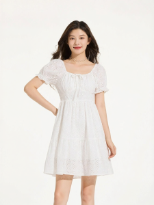 Hotwind | White Lace and Embroidery Dress French Holiday Style