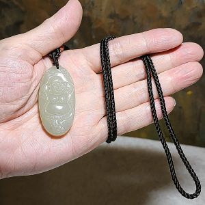 Gegegems Collection premium Nephrite Laughing Buddha pendant (with certificate) 优质和田玉青白油润弥陀笑佛吊坠(带证书)