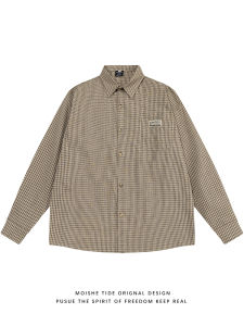 เสื้อเชิ้ตลายสก็อตแขนยาวหลวมๆ สำหรับผู้ชายและผู้หญิง ทรงหลวมๆ สำหรับคู่รัก ทรงหลวมๆ สำหรับฤดูใบไม้ร่วง