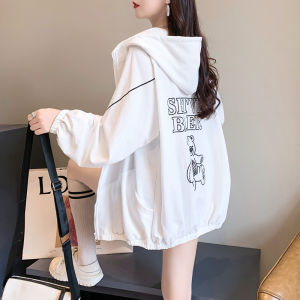 plus Size Womens Fish Scale Cotton Printed Hooded Zipper Jacket Loose Meat Covering Fashionable Open Cardigan Top