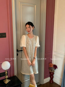 Pink Short Sleeve round Neck Dress Soft Chypre Style Spring Summer New French Gentle Lady Wind Love Xili 2023 Womens Dress