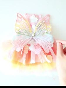 Dog Clothes Summer Cat Princess Skirt Rainbow Butterfly Pong Skirt Clothes Dress Festival Costume
