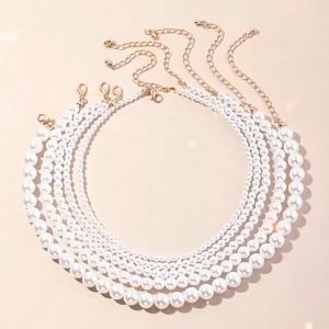 Bestella💗Kalung Wanita Modis/Kalung Mutiara Antik/Rantai Tulang Selangka Mengkilap Yang Elegan COD