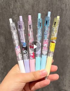 6pcs Sanrio purple ปากกาเจลสีดำ ปากกานักเรียน แห้งเร็ว 0.5 แม่ ปากกาเจล kuromi ปากกาลายน่ารัก/ปากกา sanrio/ปากกาน่ารัก /ปากกา pentel energel 0.5/ปากกาชินจัง