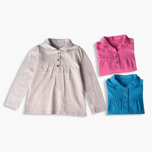 เสื้อยืดแขนยาวผ้าฝ้ายแท้สําหรับเด็กผู้หญิงข้อเสนอพิเศษฤดูใบไม้ผลิฤดูใบไม้ร่วงปกคอกลมสไตล์ญี่ปุ่นชุดนักเรียน