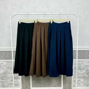 High Quality Korean Vintage Solid High Waist A-Line Skirt