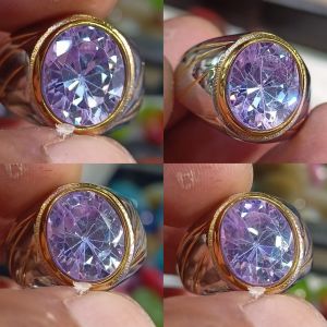 Cincin batu kecubung lavender Amethys asli sufer mewah
