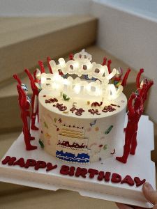 Glowing Crown HB Light Sign High Model Superhero Cake Decoration Display Childrens Party Theme Baking Plug-In Festive Supplies