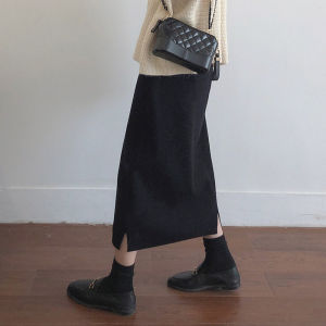 Spring High-waist Slit A-line Midi Skirt
