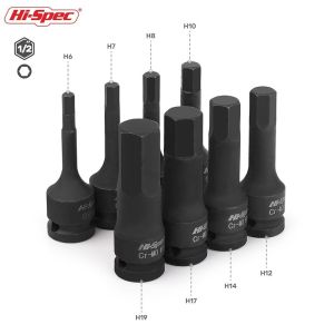 Hi-Spec | Hi-Spec 1/2 Inch 8PCS Impact Hex Bit Socket Set Cr-Mo Heavy Duty Electric Wrench Drill Adapter H5-H19 Hex Driver for Auto Repair