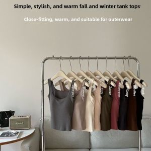 Basic Korean Style Womens Ruffle Trimmed Slim Fit Vest Strapless Faux Fur Lined Warm Inner Wear Square Collar One-Piece Cup