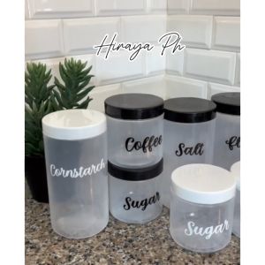 Hiraya Ph 500 ml or 1000 ml Transparent Plastic Canister Jar Garapon Kitchen Pantry Food Storage with Scooper and Waterproof Label