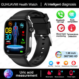 GUHUAVMI | 2025New Al Medical Diagnosis Blood Lpids Uric Acid Blood Glucose Smart Watch Men ECG+PPG Voice Bluetooth Call Health Smartwatch
