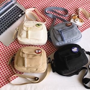 Túi vải canvas nhỏ phong cách retro đơn giản nữ mới túi điện thoại di động đi làm thường ngày túi đeo vai thể thao hợp thời trang LX396