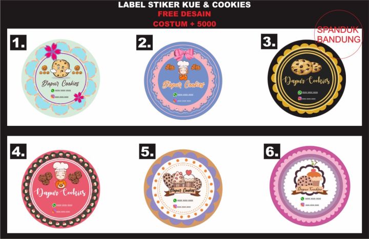 stiker cookies / label makanan bentuk bulat / label cookies
