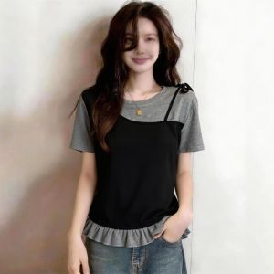 Áo Thun Giả Hai Mảnh Màu Sắc Cho Người Béo Mùa Hè