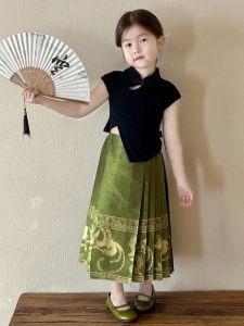 ชุดเด็กผู้หญิงสไตล์จีนใหม่ฤดูใบไม้ผลิและฤดูร้อน ชุดเด็กผู้หญิง Hanfu ชุดเด็ก ชุดเด็ก ชุดเด็ก เดรสจีนโบราณ เสื้อผ้าเด็ก