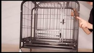 Large Dog Cage Square Tube Metal Dog Cage Large Space Portable Mobile Dog Cage with 4 Wheels