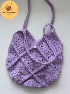 Bloom Granny Bag - Túi Len Handmade Đeo Vai Nữ Họa Tiết Hoa Nổi Granny Square Thời Trang