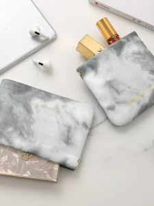 Automatic Closure Compact Storage Bag for Charging Cable Wired Earphones And Makeup Accessories PU Square Organizer Case