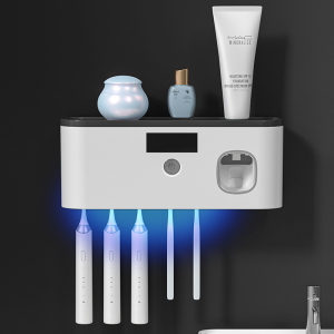 Intelligent UV Toothbrush Sterilizer with Automatic Toothpaste Dispenser - Wall Mounted Space Saving Advanced UV Sterilization