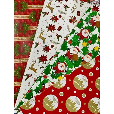 25pcs or 50pcs Christmas Gift Wrap Glossy Paper Assorted Designs