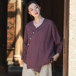 Lieoyuarn | Cultural Retro Slanted Collar Zen-style Autumn Shirt