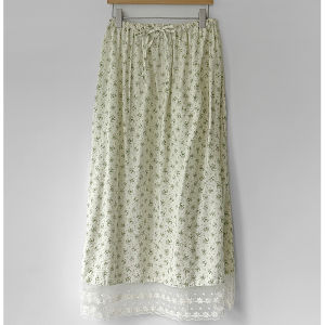 Sweet Floral Elastic Waist Half Skirt Womens Fashionable Versatile Summer 2024 Polyester Long Straight A-Line Skirt