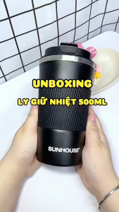 [Hàng Chính Hãng] Cốc Giữ Nhiệt Snappy 500ml Sunhouse Trắng Hồng Đen KS-TU500 - Inox 304 Cao Cấp