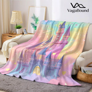 Pastel Dream Castle Flannel Blanket Warm Soft Halloween Christmas Decorative Couch Warm Cozy All-Season Gift
