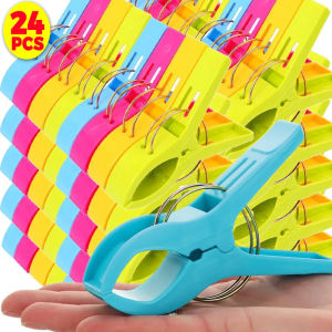 Dizoey 24Pcs Large Quilt Clips Beach Towel Clips Strong Windproof Clothes Hanging Clip Reusable Non-slip Fixed Pegs Drying Clothespin