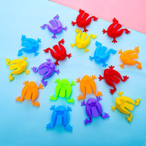 10Pcs Randomly Colored Jumping Frog Toys Plastic Colored Frogs Fun Stress Relieving Holiday Birthday Gifts Team Games Competitio