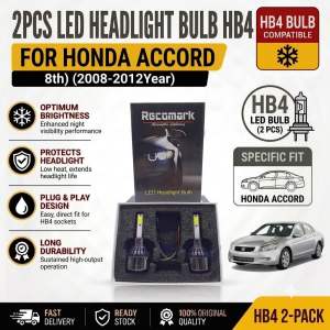 2PCS LED HEADLIGHT BULB (COB) (HB4/9006) FOR HONDA ACCORD (8th Gen) (2008-2012Year)