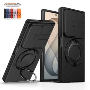 Case for Galaxy Z Fold8 Ultra Cas/for Samsung Fold7 Case with Slide Camera Cover Ring Holder Stand Magnetic Protective Phone Cover for Samsung Galaxy Z Fold8 Ultra Black