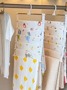 7-layer multifunctional anti slip stainless steel storage pants clip and folding special pants rack