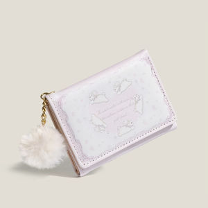 Trendy Rabbit Design Short Tri-Fold Wallet Womens Handheld Card Holder Multi-Slot Compact Pouch Soft PU Leather Youth Fashion
