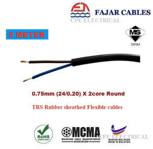 FAJAR TRS 0.75mm (24/0.20) X  2 core Round TRS Cable 100% Pure Copper - 5 Meter