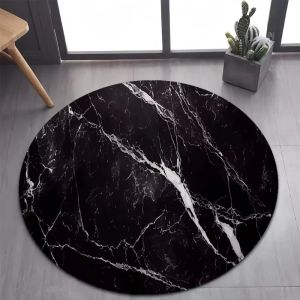 Luxurious Marble Colour White Gold Round Carpet Rug for Bedroom Living Room Decorationpet Decor Floor Mat