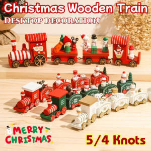 Christmas Wooden Train Santa Reindeer Figurine Creative Mini Train Desktop Decor Xmas Kids Boys Girls Gifts
